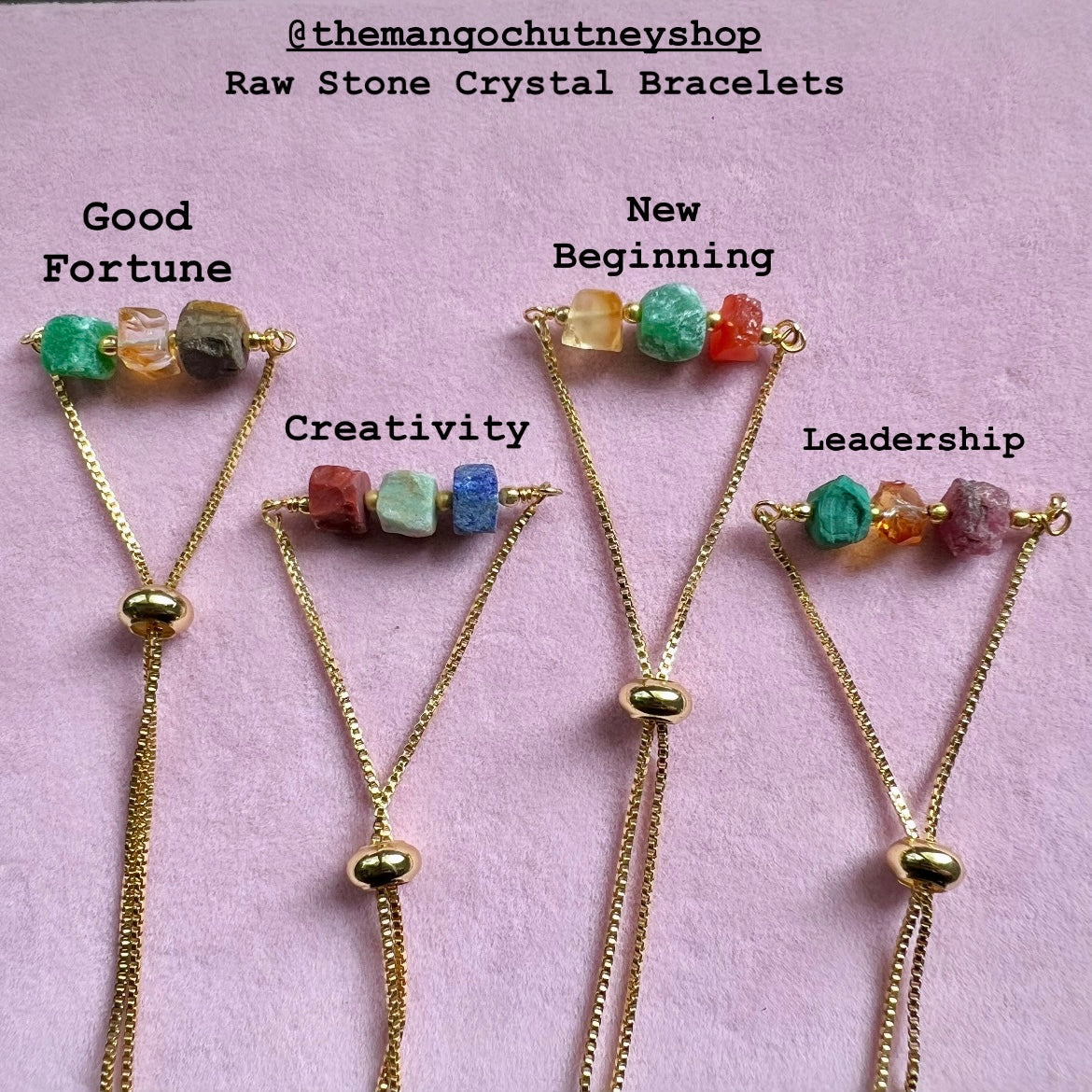 Raw Stone Crystal Bracelets - TheMangoChutneyShop