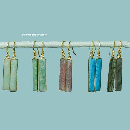 Rectangular Crystal Earrings - TheMangoChutneyShop