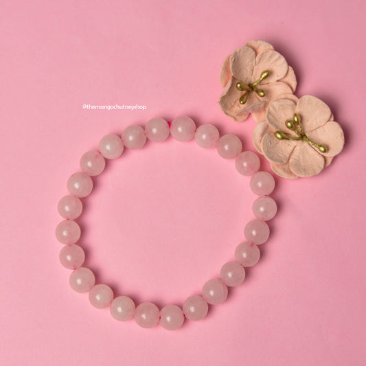 Natural Rose Quartz 8mm Bracelet With Lab Testing Certificate - TheMangoChutneyShop