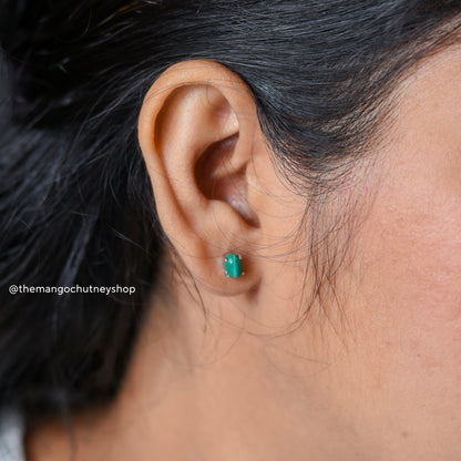 92.5 Sterling Silver Natural Crystal Mini Studs. - TheMangoChutneyShop