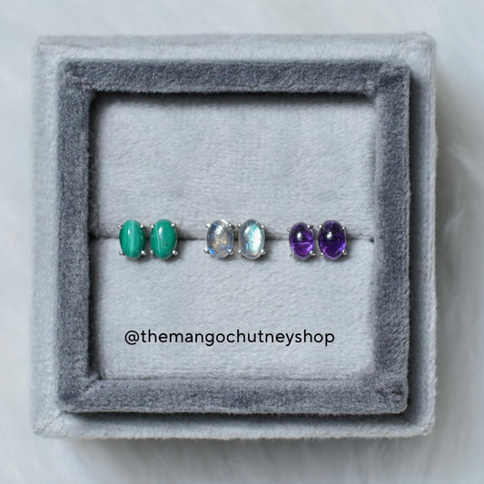 92.5 Sterling Silver Natural Crystal Mini Studs. - TheMangoChutneyShop