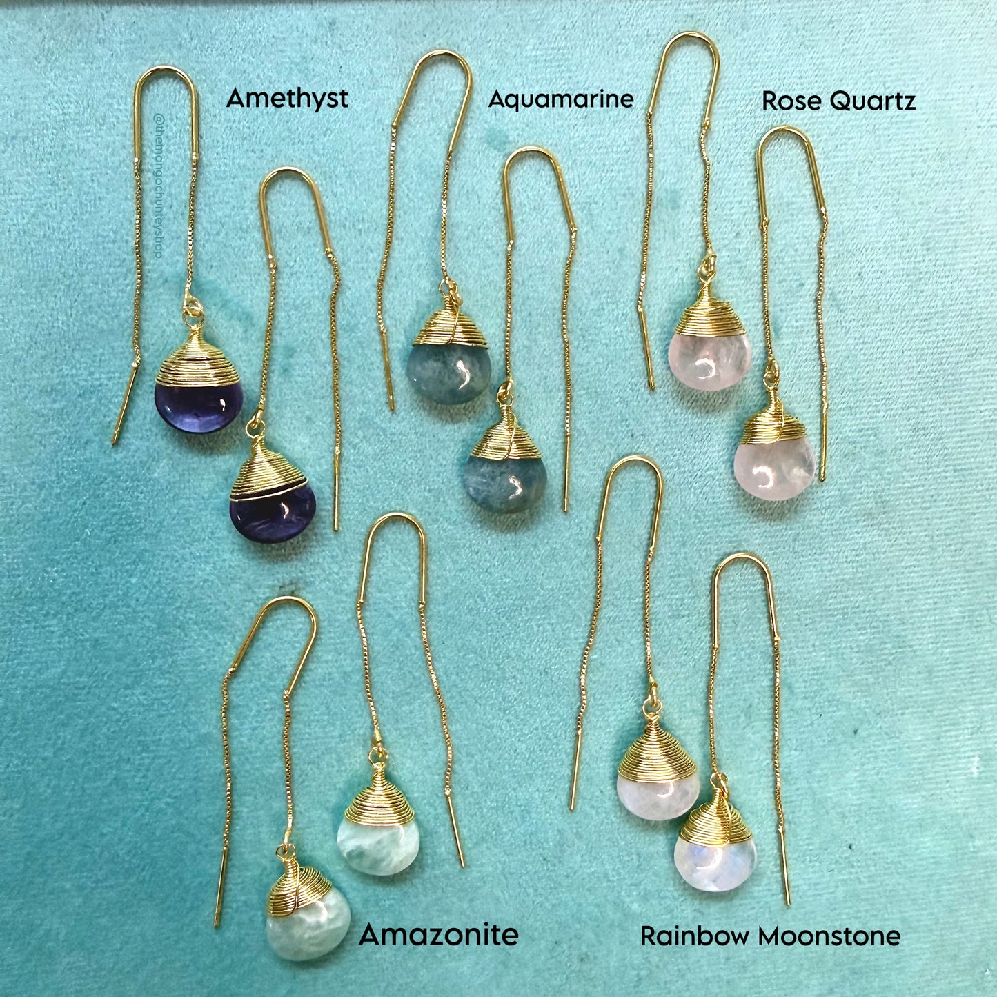 gemstones crystal earrings sui dhaga Aesthetic earrings natural stone  earrings 