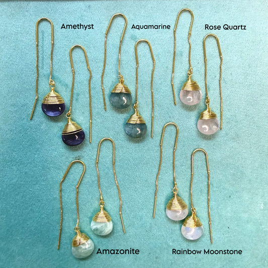 gemstones crystal earrings sui dhaga Aesthetic earrings natural stone  earrings 
