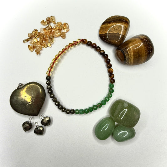money magnet bracelet 4mm pyrite green aventurine tigers eye green aventurine