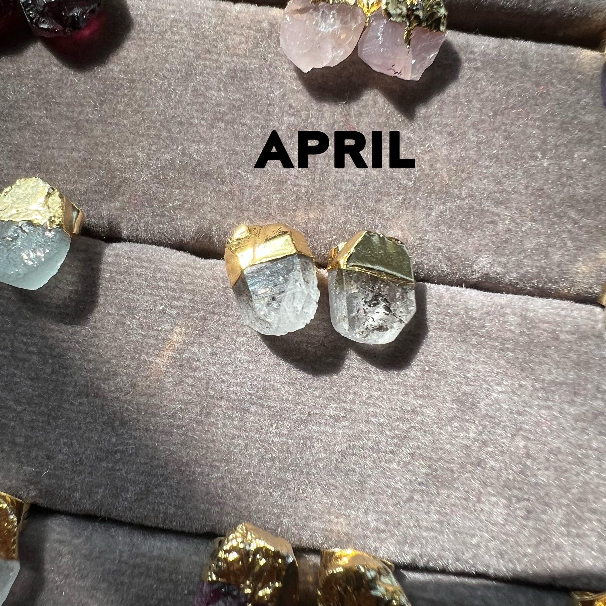 Birthstone Raw Stone Stud Earrings - TheMangoChutneyShop