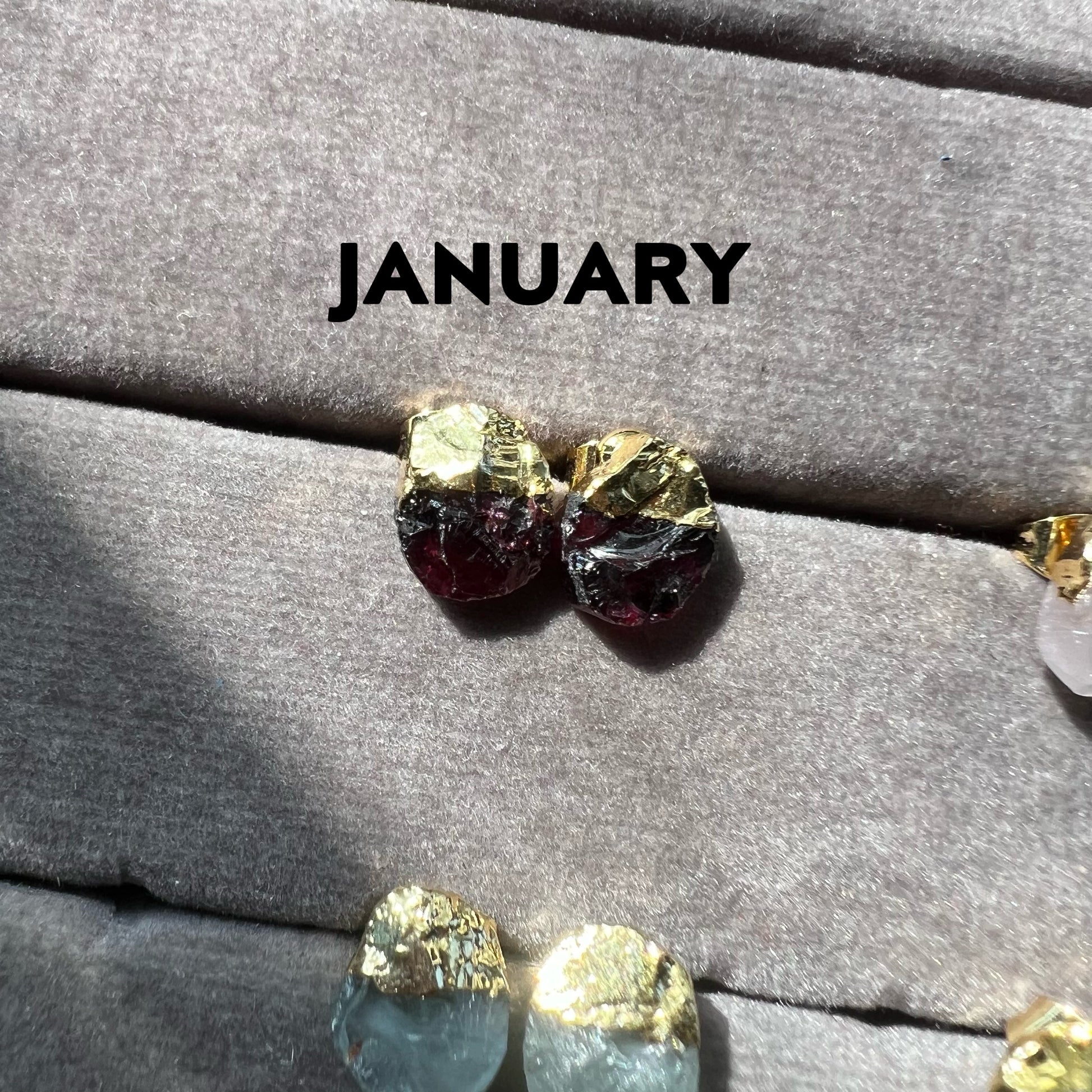 Birthstone Raw Stone Stud Earrings - TheMangoChutneyShop