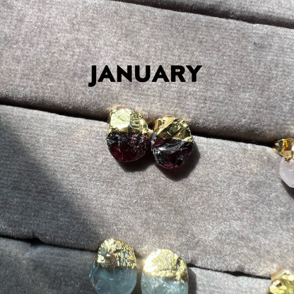 Birthstone Raw Stone Stud Earrings - TheMangoChutneyShop