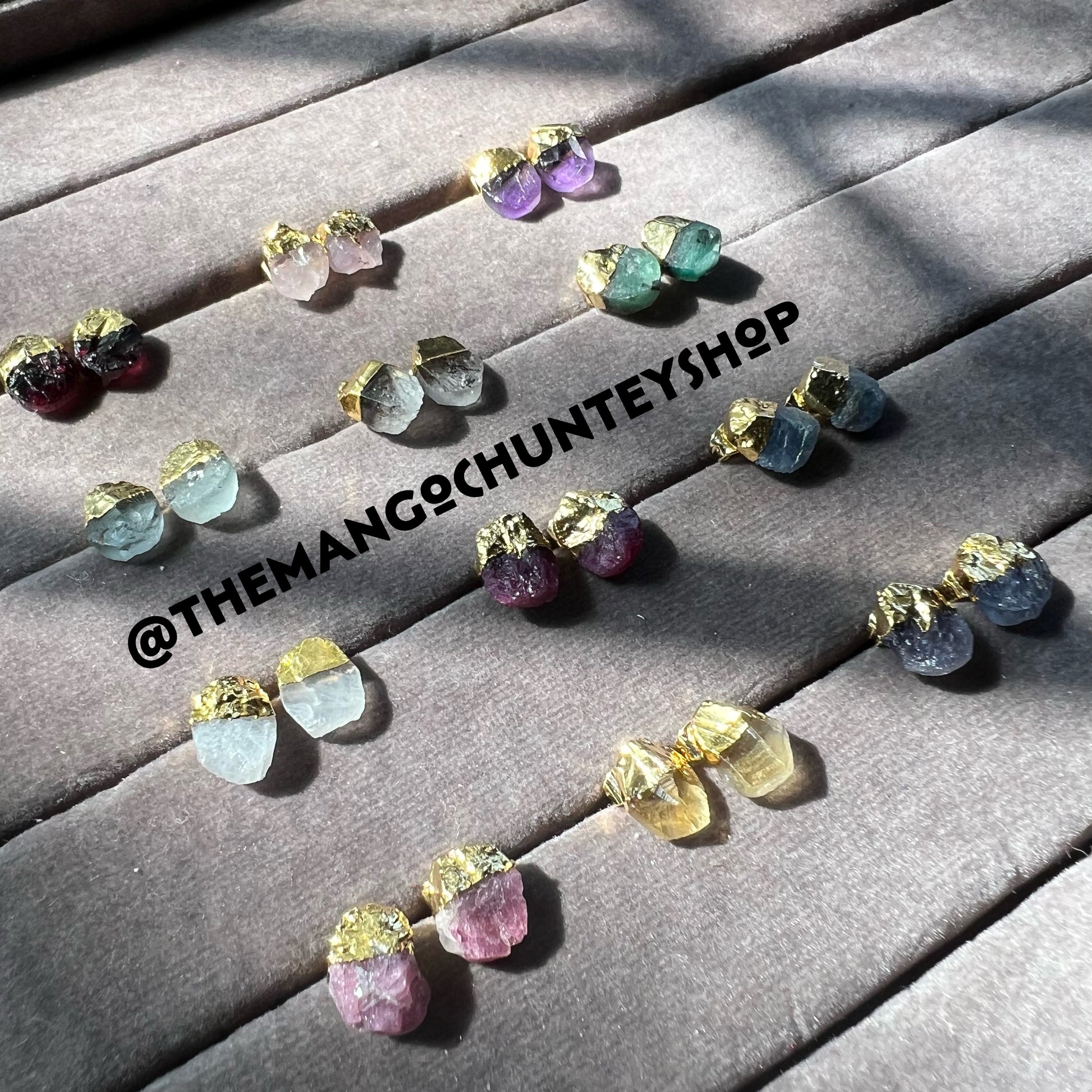 Birthstone Raw Stone Stud Earrings - TheMangoChutneyShop