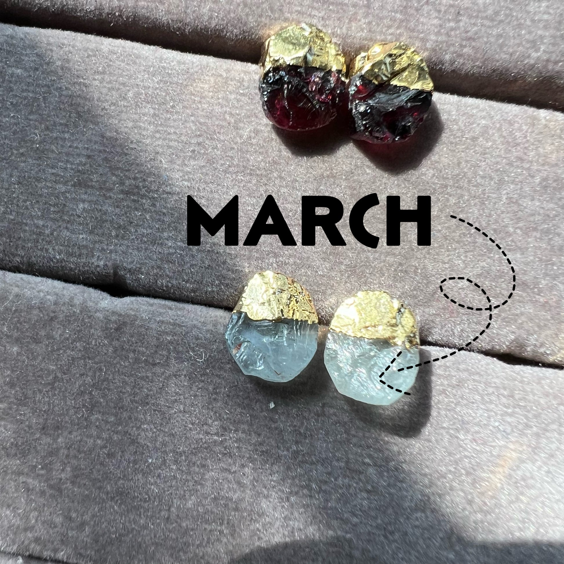 Birthstone Raw Stone Stud Earrings - TheMangoChutneyShop