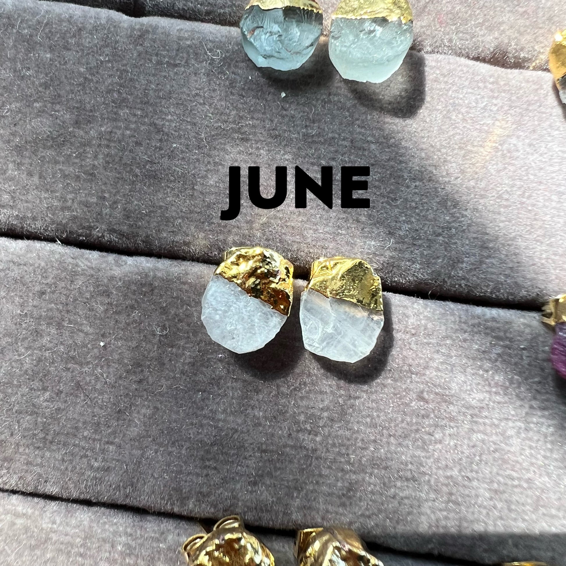 Birthstone Raw Stone Stud Earrings - TheMangoChutneyShop